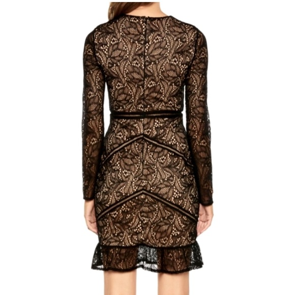 BARDOT Bodycon Elegant Sheer Lace Overlay Cocktail Dress w Nude Lining Size M - Picture 3 of 12